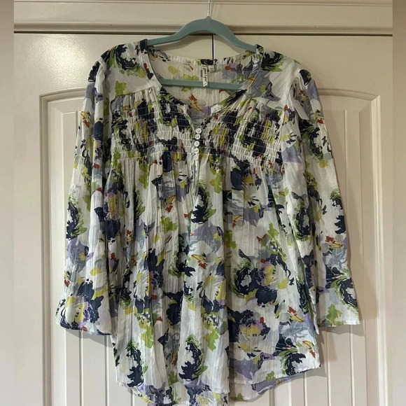 Grand & Greene Floral 3/4 Sleeve Gauze Fabric Floral Peasant Blouse #romantic - Picture 1 of 5